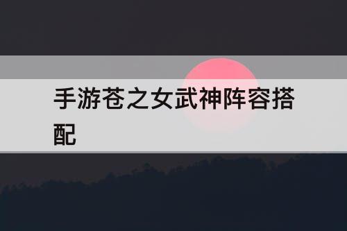 手游苍之女武神阵容搭配