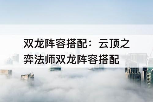 双龙阵容搭配：云顶之弈法师双龙阵容搭配
