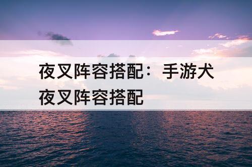 夜叉阵容搭配：手游犬夜叉阵容搭配