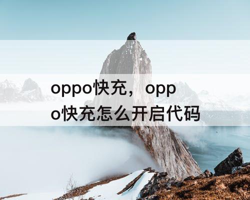 oppo快充，oppo快充怎么开启代码