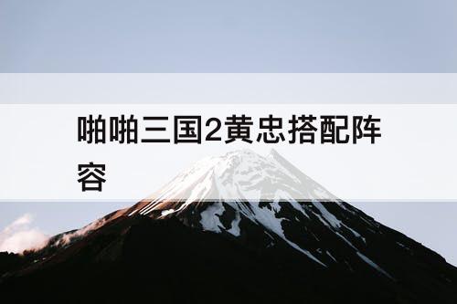 啪啪三国2黄忠搭配阵容