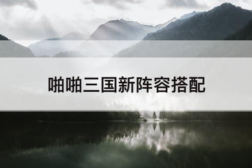啪啪三国新阵容搭配