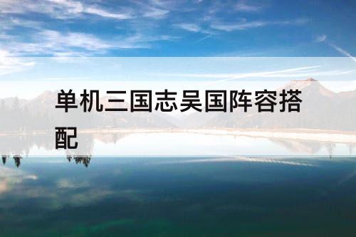 单机三国志吴国阵容搭配