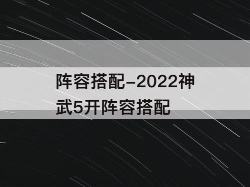 阵容搭配-2022神武5开阵容搭配