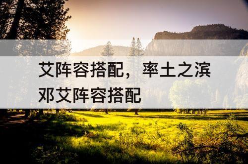 艾阵容搭配，率土之滨邓艾阵容搭配