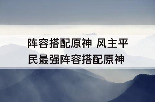 阵容搭配原神 风主平民最强阵容搭配原神