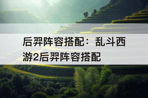 后羿阵容搭配：乱斗西游2后羿阵容搭配
