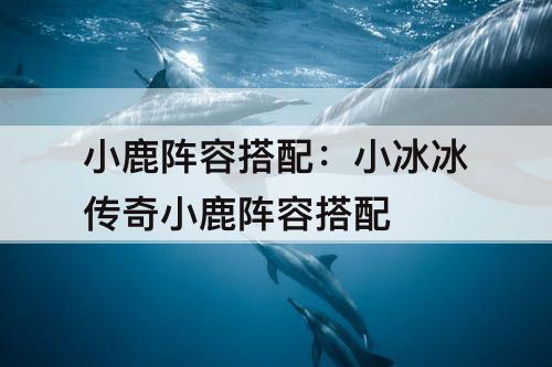 小鹿阵容搭配：小冰冰传奇小鹿阵容搭配