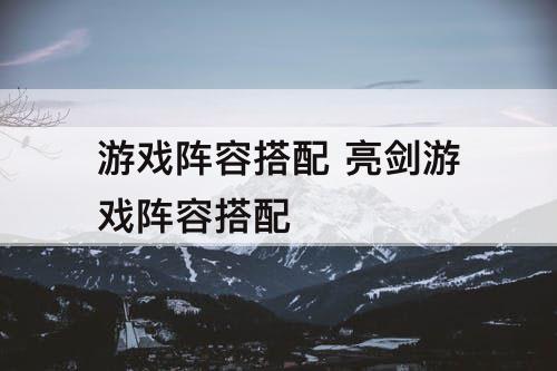 游戏阵容搭配 亮剑游戏阵容搭配