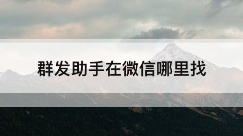 群发助手在微信哪里找