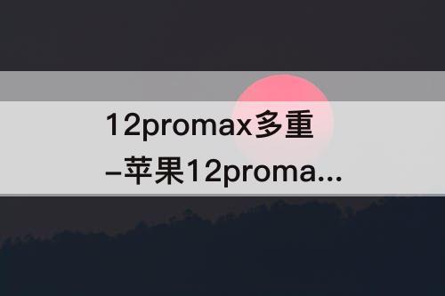 12promax多重-苹果12promax多重
