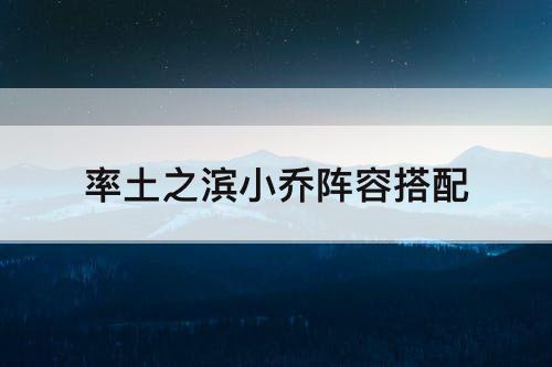 率土之滨小乔阵容搭配
