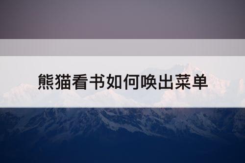 熊猫看书如何唤出菜单