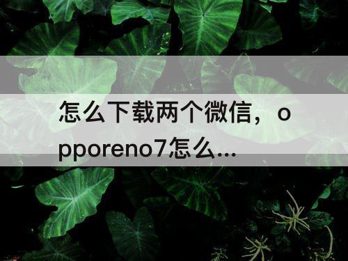 怎么下载两个微信，opporeno7怎么下载两个微信