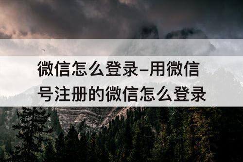 微信怎么登录-用微信号注册的微信怎么登录