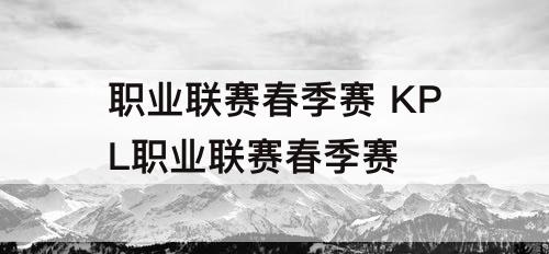 职业联赛春季赛 KPL职业联赛春季赛