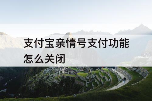 支付宝亲情号支付功能怎么关闭