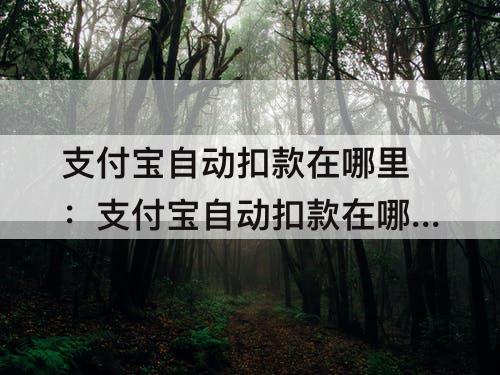 支付宝自动扣款在哪里：支付宝自动扣款在哪里关闭