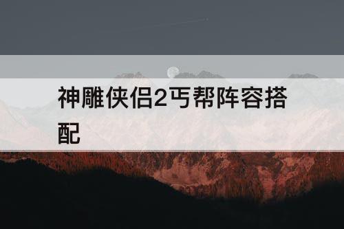 神雕侠侣2丐帮阵容搭配
