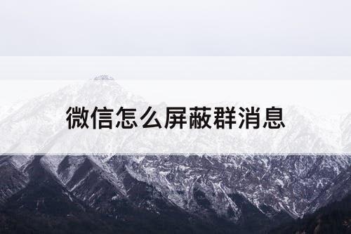 微信怎么屏蔽群消息