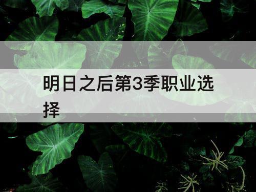 明日之后第3季职业选择