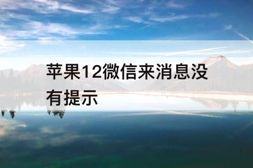 苹果12微信来消息没有提示
