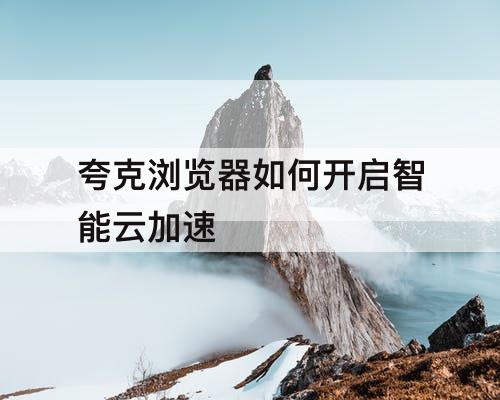 夸克浏览器如何开启智能云加速
