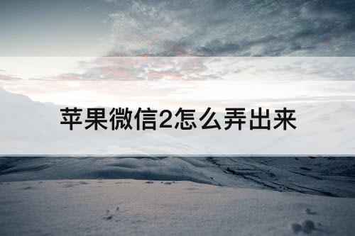 苹果微信2怎么弄出来