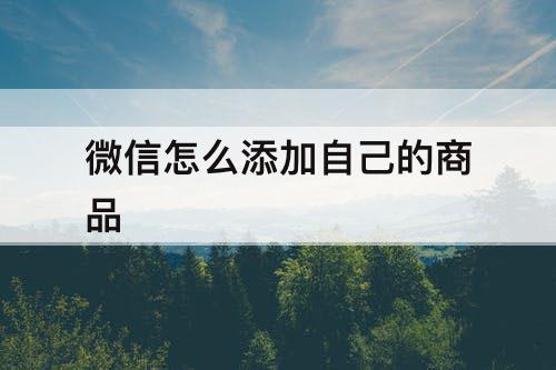 微信怎么添加自己的商品