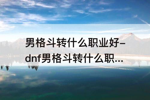 男格斗转什么职业好-dnf男格斗转什么职业好