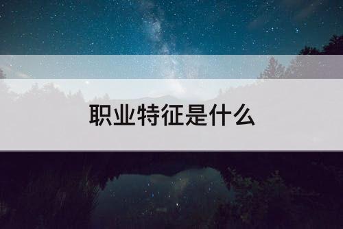职业特征是什么
