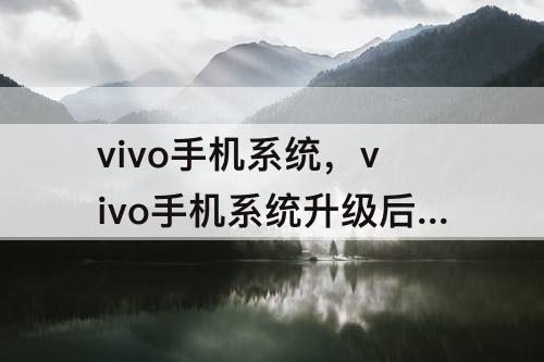 vivo手机系统，vivo手机系统升级后怎么还原