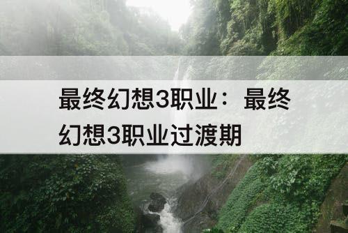 最终幻想3职业：最终幻想3职业过渡期