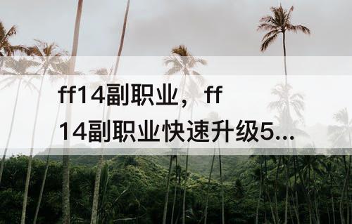 ff14副职业，ff14副职业快速升级50