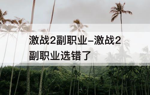激战2副职业-激战2副职业选错了