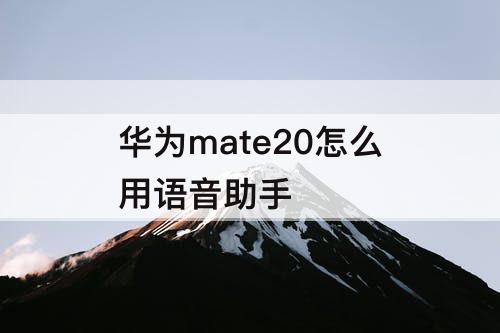 华为mate20怎么用语音助手