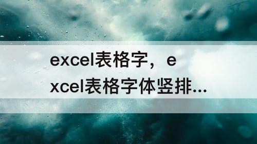 excel表格字，excel表格字体竖排怎么弄