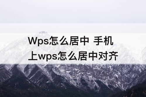 Wps怎么居中 手机上wps怎么居中对齐