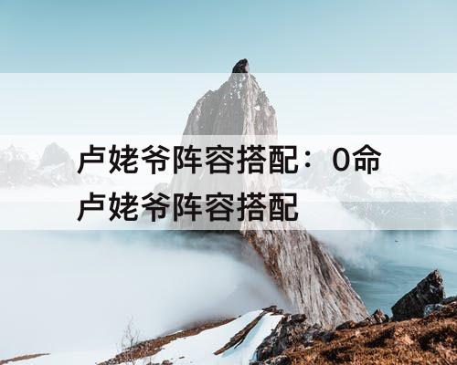 卢姥爷阵容搭配：0命卢姥爷阵容搭配