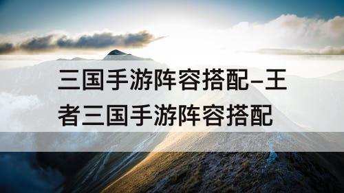 三国手游阵容搭配-王者三国手游阵容搭配